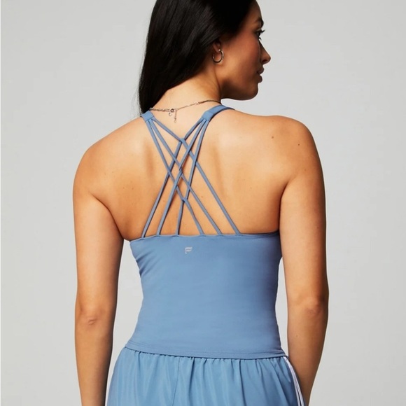 Fabletics Blue Strappy Back High Neck Tank Top Large - Picture 1 of 4